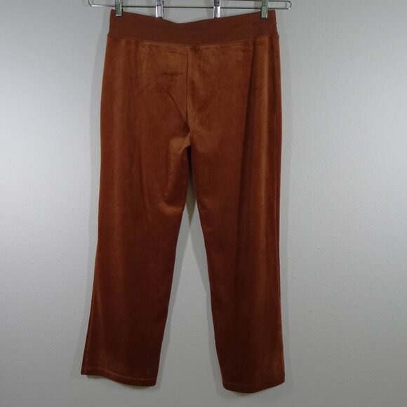 Calvin Klein Velour Pants Women's Size L Brown Pull On Elastic Waist Wide Leg - Picture 4 of 10